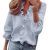 Fashion Woman Temperament Long Sleeve Ruffle Blouse Solid Colour Comfort Shirt