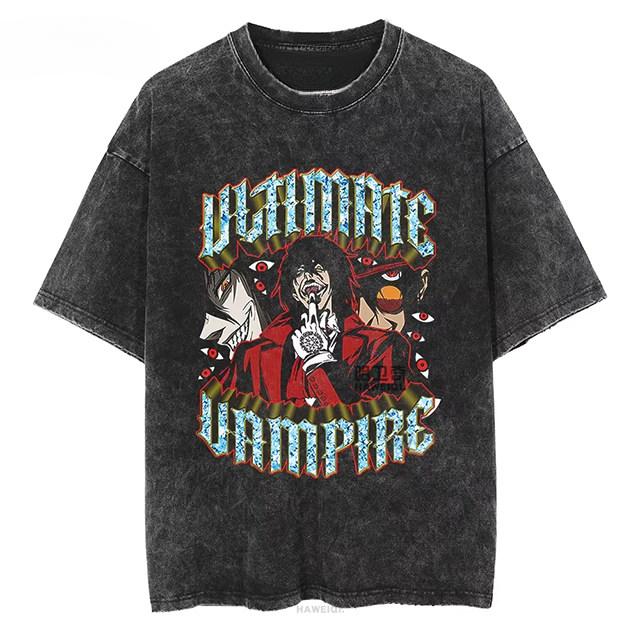 2026 Anime Hellsing Alucard Graphic Lavata T-Shirt Retro Water System T-shirt Graphic Cotton Tee Printing High-end Luxury