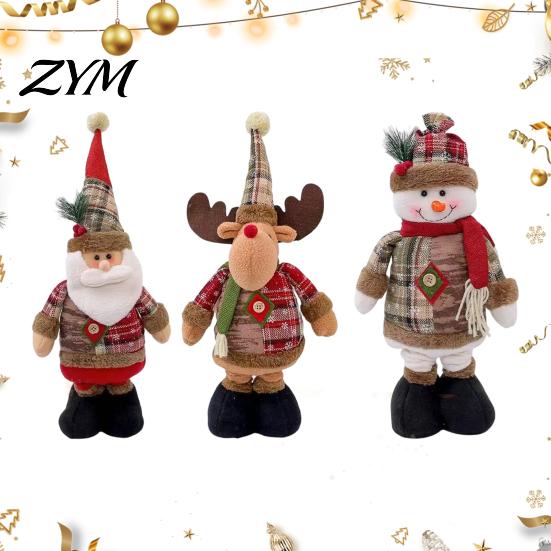 Christmas Gift for Kids Friends Retractable Leg Plush Doll, Santa Snowman Elk Figures with Holiday Souvenirs Family Adjustable Long Legs Tabletop Home