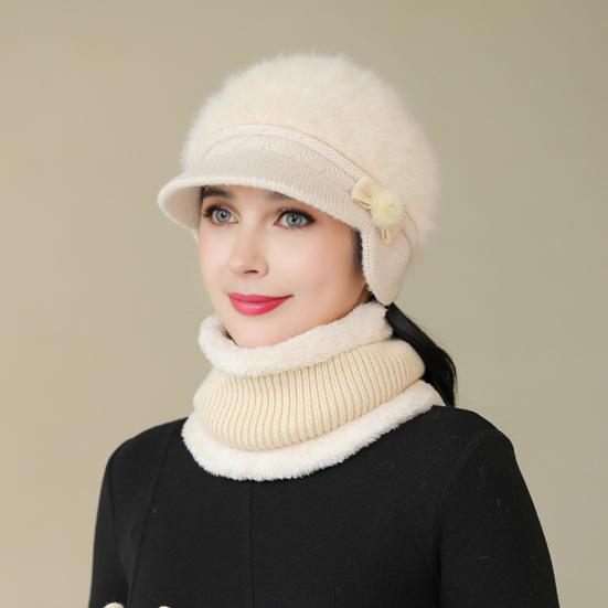 3 шт./комплект для женщин среднего возраста, зимняя шапка, шарф, перчатки, комплект, толстая вязаная защита ушей