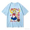 2026 New Style Sailor Moon Theme Retro Sweet Cool 100% Pure Cotton Printed Kids T-shirt Summer Casual Tops