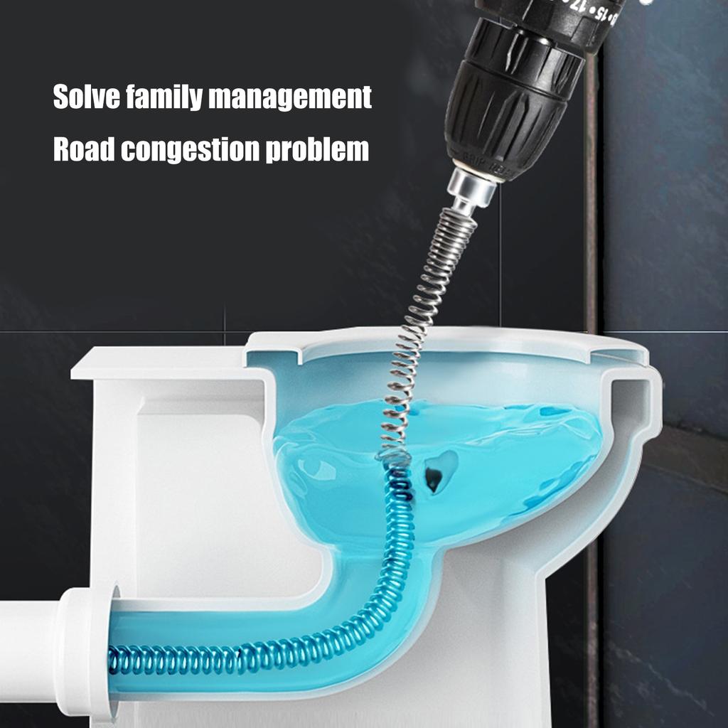 Heavy Duty Drain Cleaner Spring Snake Tool For Sink Toilet Shower Bathtub Drainage Unclogging Compatible With Hand Drill