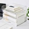 4Pcs 4-Tier Paper Organizer Stackable Desk Organizer Paper Tray Smooth Edge Transparent Workspace