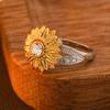 Модное кольцо «Подсолнух» из двухцветного золота и серебра, инкрустированное бриллиантами, Персонализированные украшения
