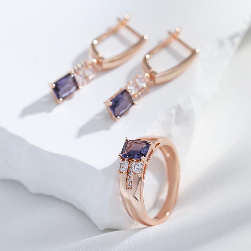 Элегантные висячие серьги с фиолетовым цирконием для женщин, винтажные одинаковые ювелирные изделия, модные подарки