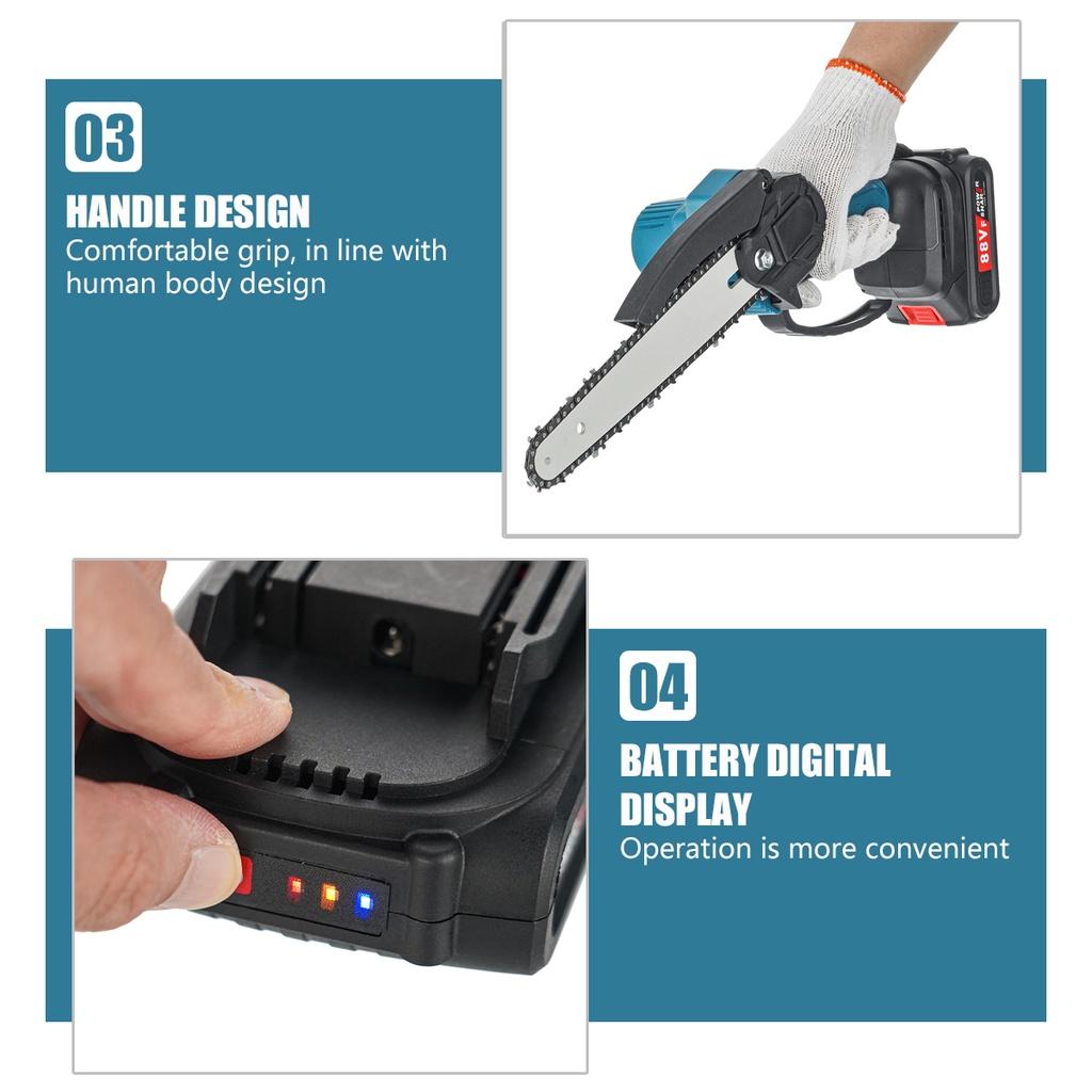Электрическая цепная пила 3000 Вт, 8 дюймов, мини-пила для обрезки сада, лесозаготовительная пила, деревообрабатывающий инструмент, резак по дереву для батареи 18 В