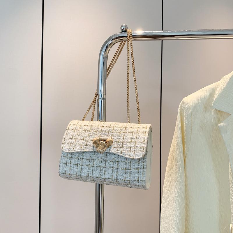 Женская шерстяная клетчатая сумка на цепочке - Универсальный стиль Весна/Лето 2024