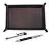 Shibochoco Color Cowhide Pen Metal Touch Silver Stick and Genuine Leather Roll Rotating Ballpoint Pen Director Black Tray, Set, TRATYO-ALST-PD03-B