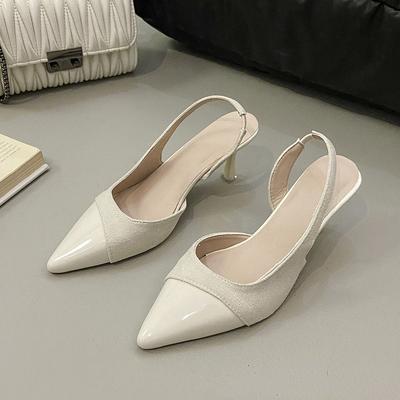 Французский нежный ветер нюдовые туфли на танкетке с острым носком и легким вырезом, для通勤, с темпераментом, с пустой сумкой, босоножки для женщин