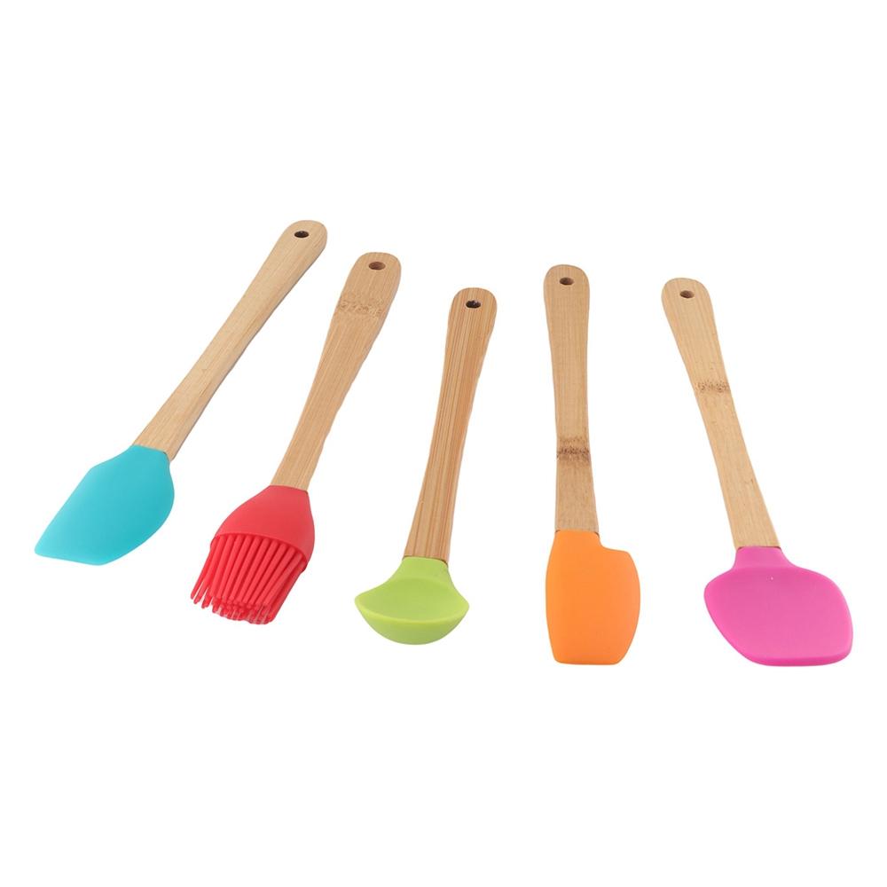 Pastry Mixing Mini Wooden Handle Kicthen Utensils Non-stick Cake Scraper Baking Tools Spatula Brush