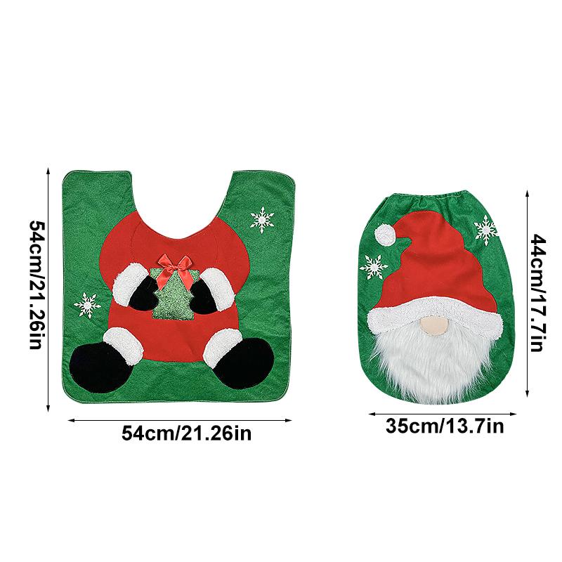 2PC/Set Santa Toilet Seat Cover Christmas Decorations Rug Set Christmas Mats Creative Red Green Gift Multiple Options Available
