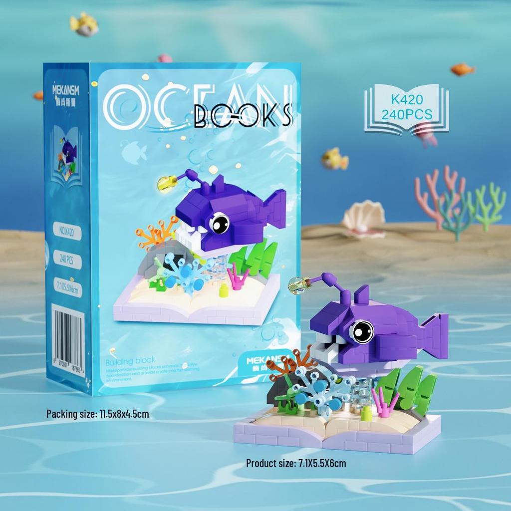 Совместимо с Lechaochao Lechuang Shark Model Marine Life Building Blocks Toy для детей