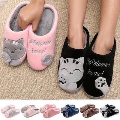 Новые домашние домашние пара с милым рисунком плюс бархатные нескользящие хлопковые тапочки с мягкой подошвой