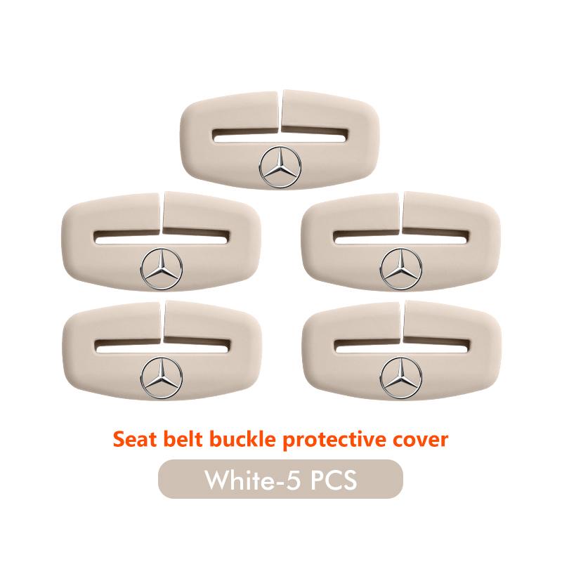 5pcs Car Seat Safety Belt Protection Silicone Buckle Clip Cove For Mercedes Benz W202 W212 W126 W140 W168 W177 CLS GLE GLC GLS BL1