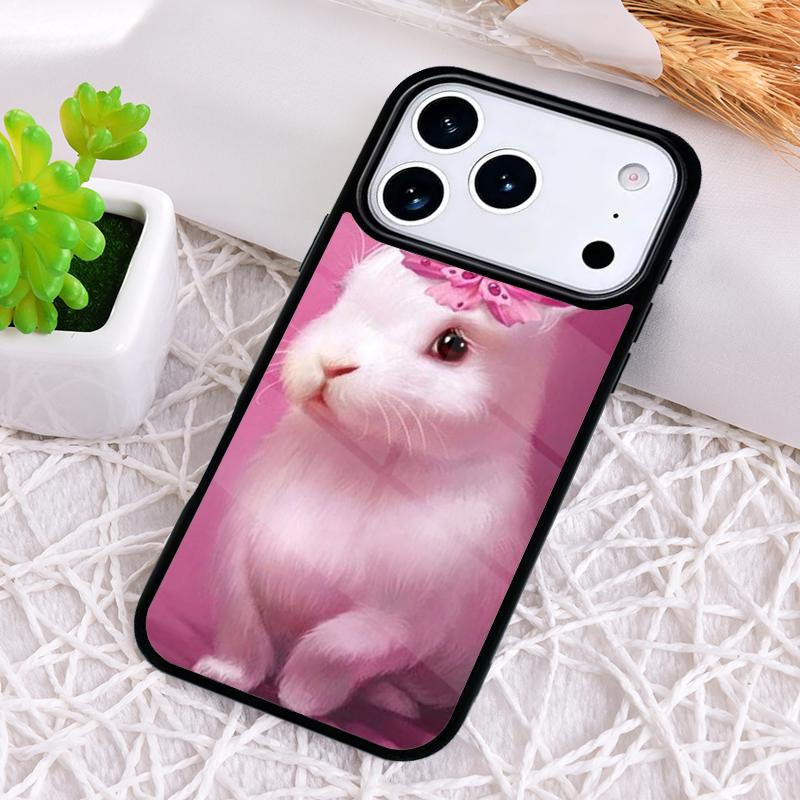 Мультяшный чехол-кролик для iPhone 17 Air 16 15 11 12 14 13 Pro Max Ударопрочный чехол