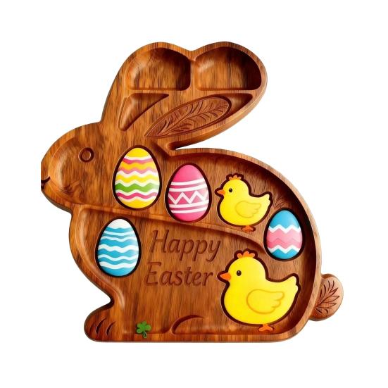 Деревянная доска для закусок «Шотландская корова» с отделениями, кролик в стиле рустик, форма клевера, многоцелевой поднос для сыра и закусок, блюдо для закусок