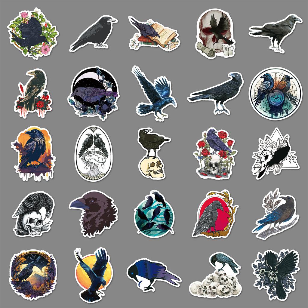 50 Crow Doodle Personality Magic Witch Creative Decoration Mobile Case Suitcase Stickers Waterproof