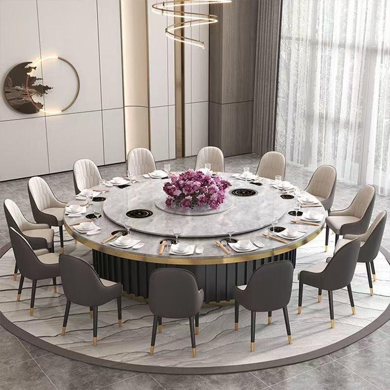 Electric Round Dining Table with 20 Induction Cookers - Perfect for Restaurants, Private Rooms, and Home Hot Pot.