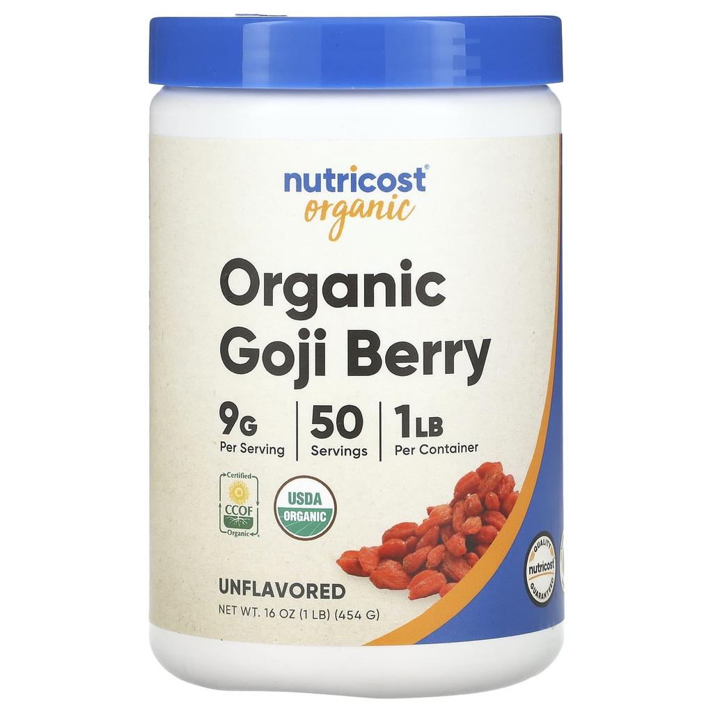 Nutricost, Органические ягоды годжи, без ароматизаторов, 1 фунт (454 г)