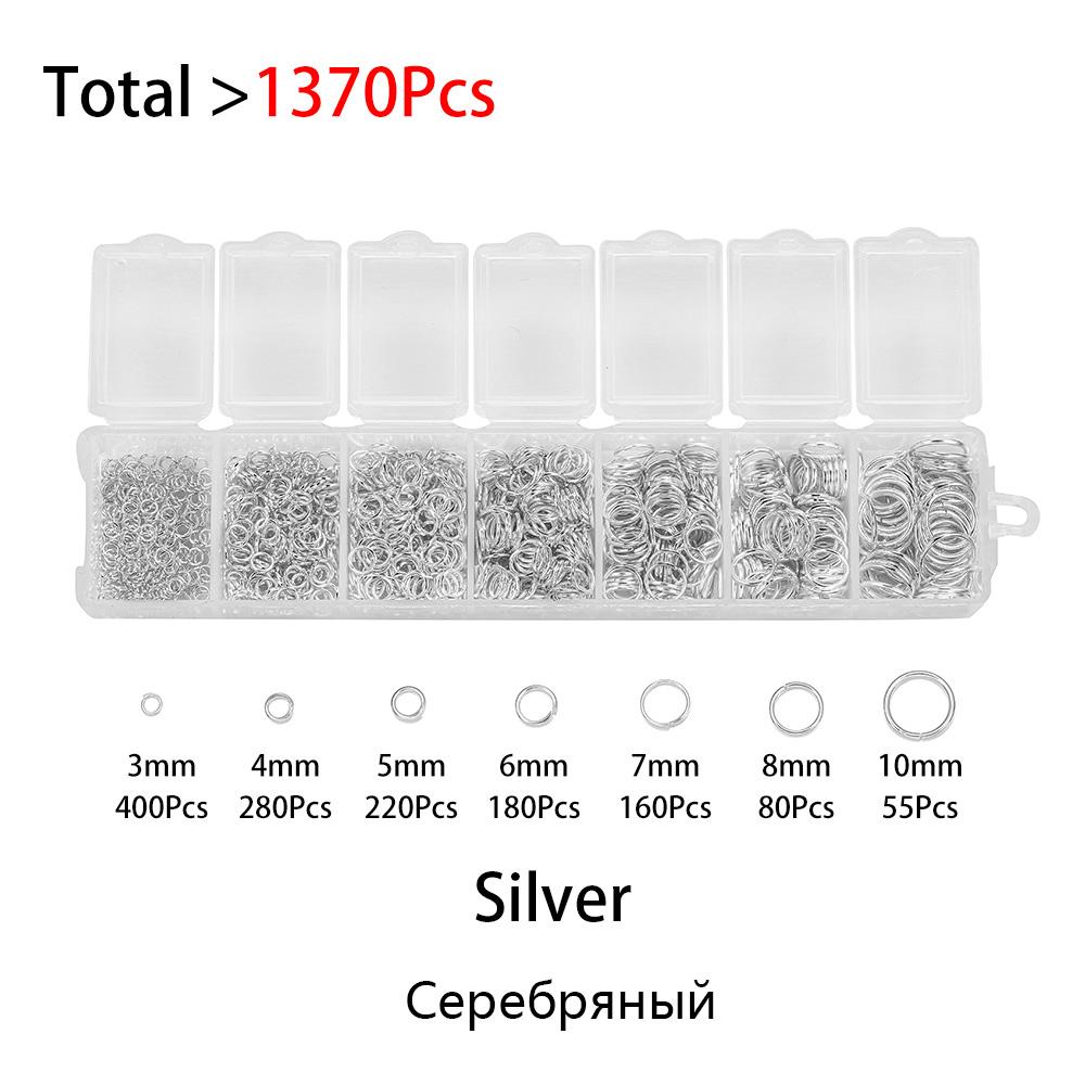 420 шт./Коробка Наборы для изготовления бижутерии Цепочки для ожерелий Крючки для сережек Штырьки с головкой Соединительные кольца Застежка-карабин Набор фурнитуры для DIY-бижутерии