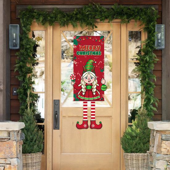 Christmas Flags Door Banner Xmas Element Foldable Easy To Hang Create Festive Atmosphere Home Decoration