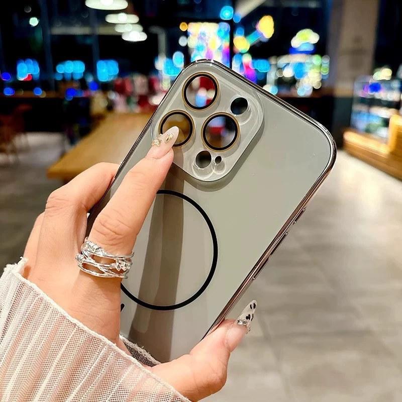 Роскошный AG Nano закаленное стекло для Magsafe чехол для iPhone 16 15 14 Plus 13 12 Pro Max беспроводная зарядка матовая жесткая задняя крышка