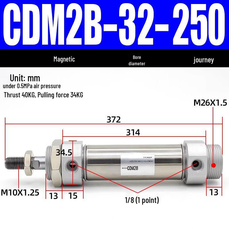 Миниатюрный пневматический цилиндр из нержавеющей стали CDM2B20/25/32/40*100X25-50-75-125-200