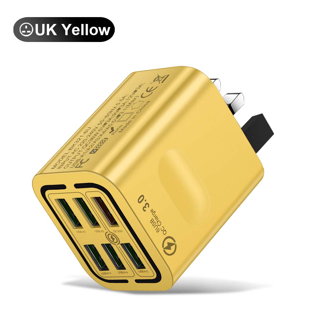 Total 100W 6 Ports USB Charger Fast Charging For iPhone 14 Samsung Xiaomi Mobile Phone Adapter EU US UK Plug