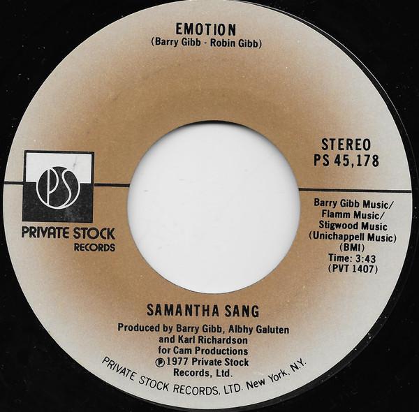 7-дюймовая пластинка SAMANTHA SANG - Emotion PS45178 Private Stock 1977 США Соул/Фанк Б/У