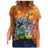 5XL Повседневная летняя футболка для женщин 2021 года, новые свободные топы с коротким рукавом и V-образным вырезом, уличные женские футболки с цветочным принтом