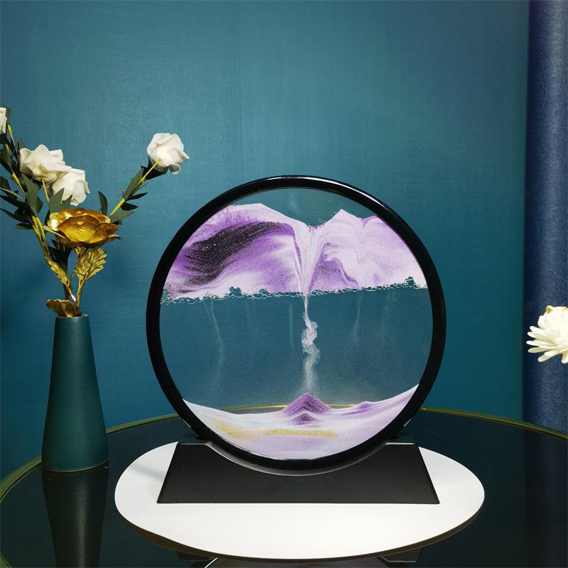 Creative 3D Quicksand Painting Round Glass Craft Hourglass - Unique Desktop Ornament Gift