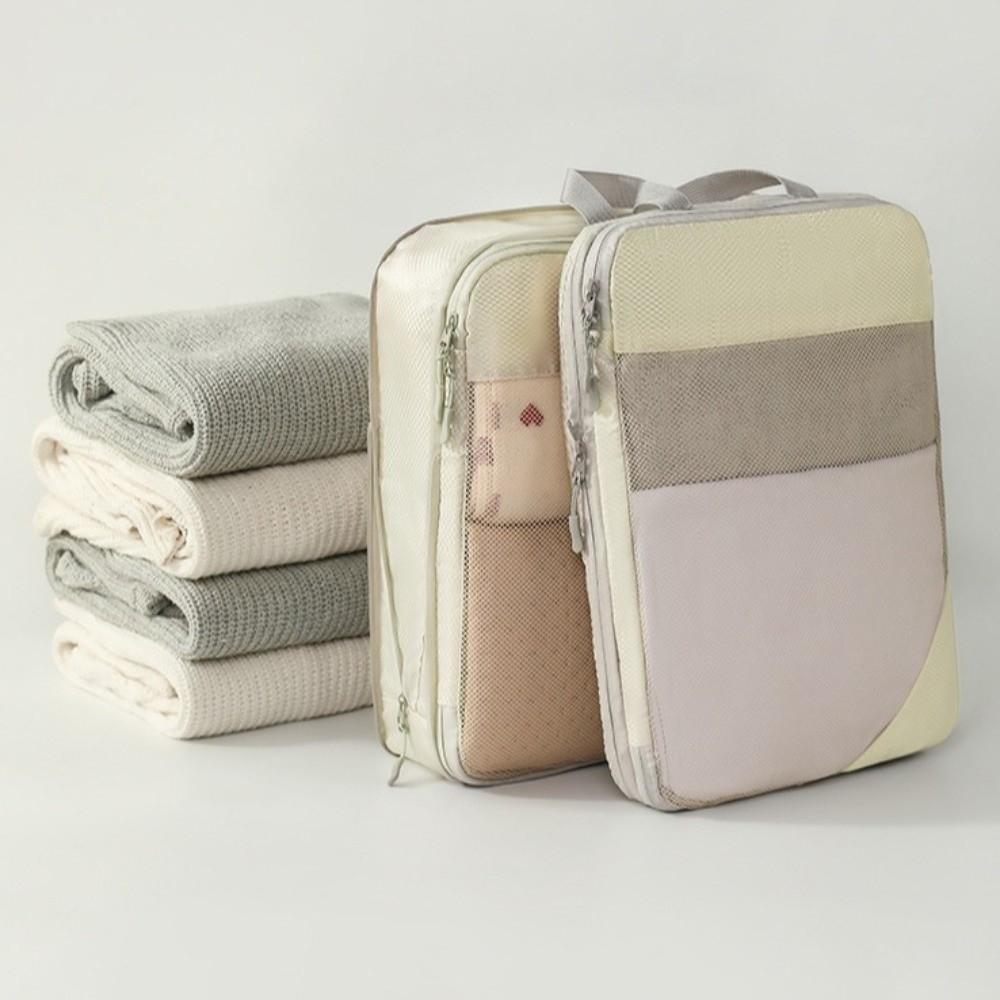 5Pcs Compression Luggage Organizer Packing Cubes Mesh Surface Clothes Storage Bag  Dormitory