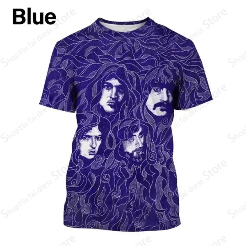 Vintage Men's T Shirt 3d Rock Band Deep Purple Print T-shirt Men Women Fashion Short Sleeve T-shirt Hip Hop Tops Tees Oversized