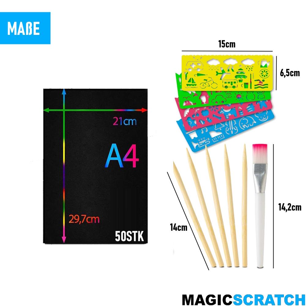 MAGICSCRATCH Креативный набор для рукоделия 50x скретч-бумага для рисования и рукоделия
