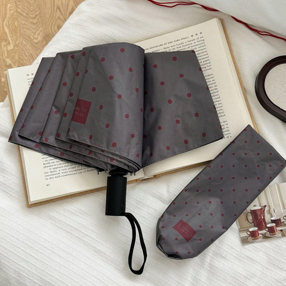 UV Protection Folding Sun Umbrella U-Shaped Handle Portable Parasol Polka Dot Umbrella Daily Use