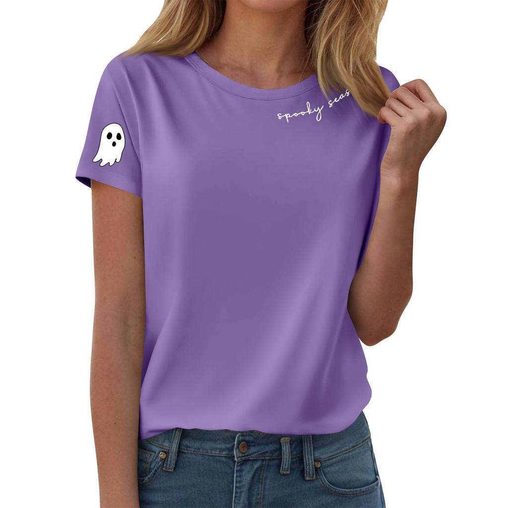 Женские футболки, Женские топы с коротким рукавом, Летняя мода, Повседневные стильные футболки с круглым вырезом, Туники