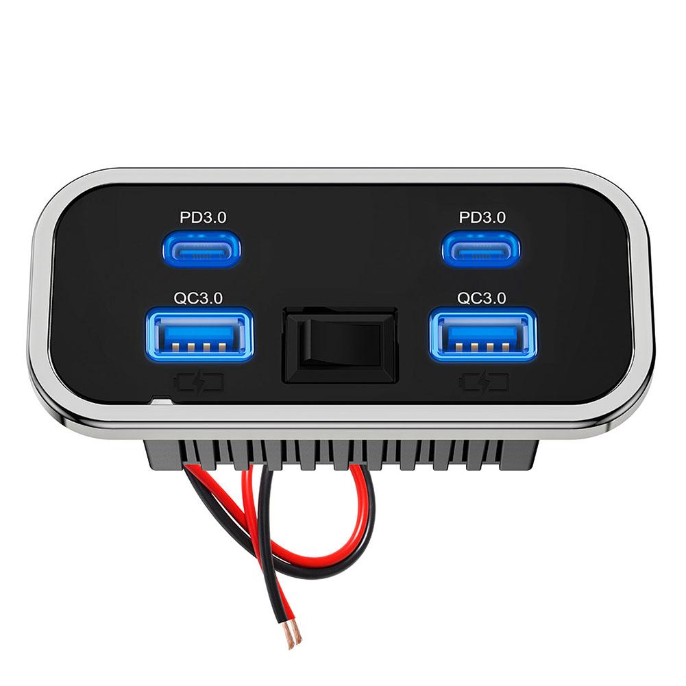 4-портовый USB-разъем 12 В для автодома, 18 Вт, двойной Type-C PD3.0 Быстрая зарядка и QC3.0, Панель, Настенный адаптер-зарядное устройство для морского транспорта, Автобуса, Квадроцикла, Грузовика