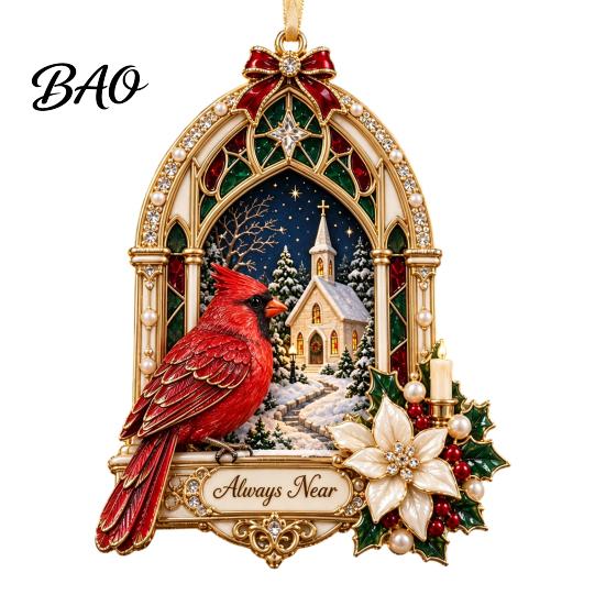 Acrylic Holiday Ornaments Red Bird Christmas Ornament, Memorial Tree Hanging Winter Seasonal Party Supplies Decoration, Remembrance Keepsake Pendant,