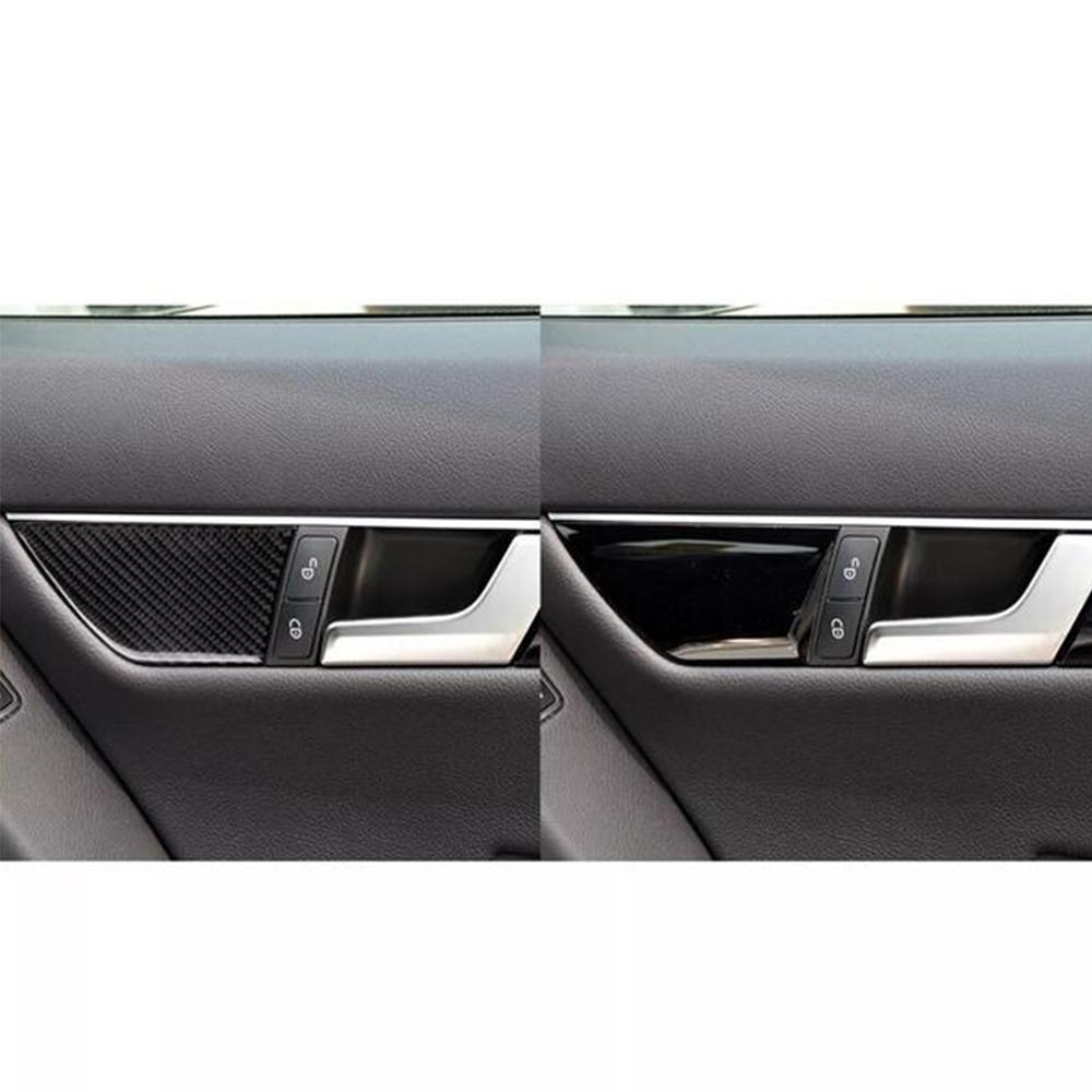 1 Set Carbon Fiber Door Handle Cover Trim For Mercedes-Benz C Class W204 2007-13