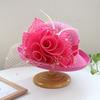 Temperament Linen Flower Elegant Banquet Top Hat Spring And Autumn Solid Color Curled Sun Hat Women'S Outdoor Sunscreen Basin Hat