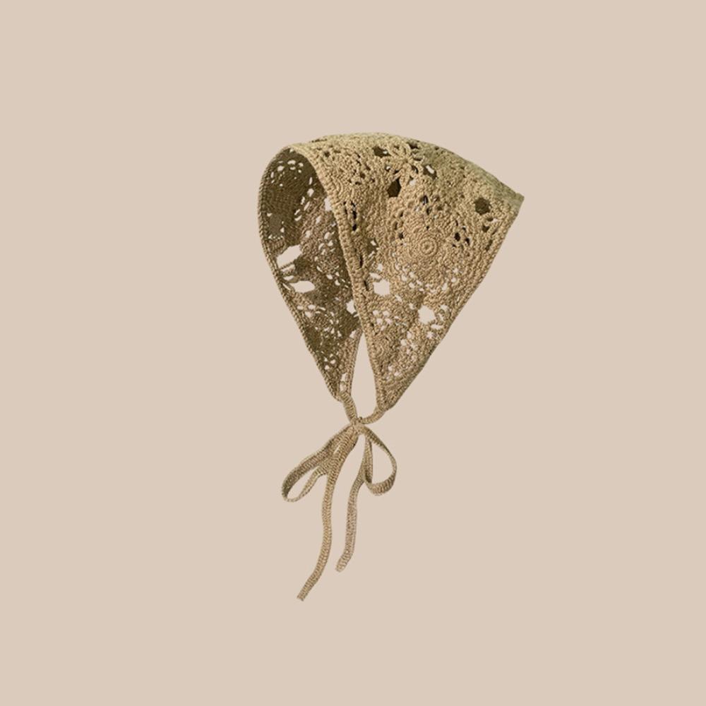 Вязаная крючком цветочная повязка на голову полый тюрбан треугольный шарф модный головной убор для женщин