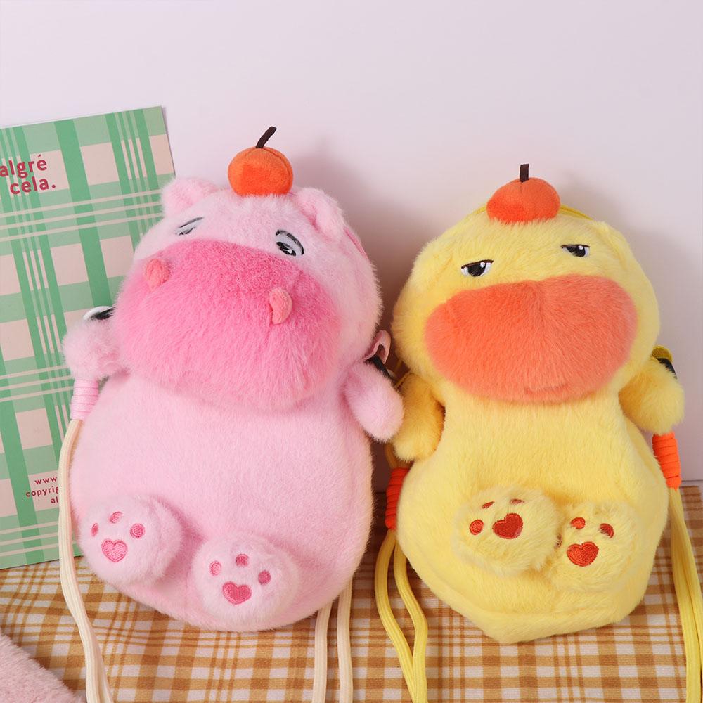 Persimmon Capybara Plush Crossbody Bag Phone Pouch Cartoon Plush Shoulder Bag Stationery