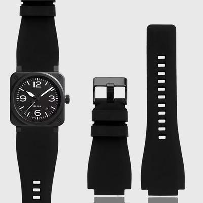 Классический мягкий резиновый ремешок для часов Bell & Ross BR-01 BR-03 Series, черный, выпуклый, 24x35 мм, пряжка, сменный ремешок для часов