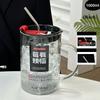 Высокоборосиликатное стекло Мерный стакан 1000 мл Большая емкость Стакан с трубочкой и крышкой Ручка Домашняя Кружка для молока и кофе Посуда для напитков