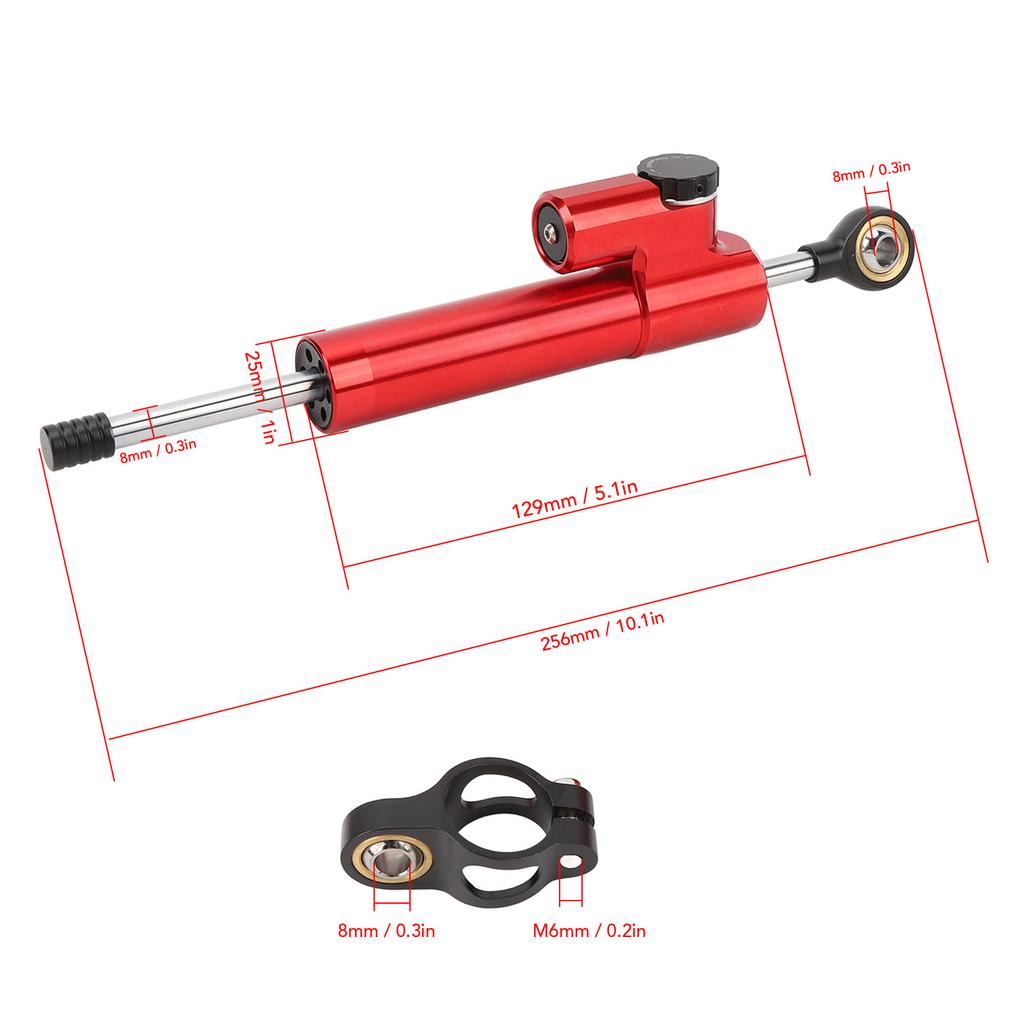 Motorcycle Steering Damper Adjustable Universal Fit Increase Stability Steering Stabilizer for Motorbike Red