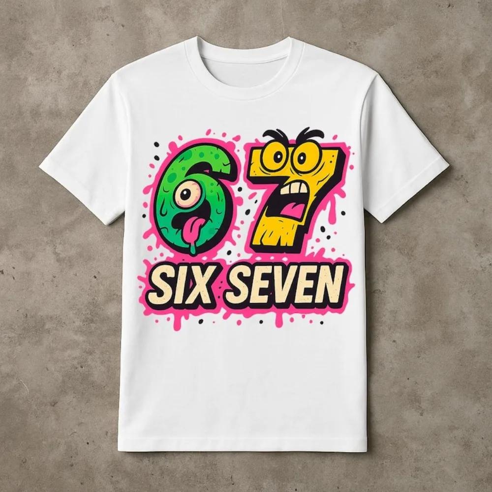 67 Meme Funny Childrens TShirt Six Seven Comic Style Christmas Shirt Creative Design Boys Girls Fashion Xmas Casual Top