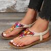 Foreign Trade 2025 Large Size Toe Roman Sandals Ethnic Style Flat Bottom Fashion Bohemian Beach Sandals Summer