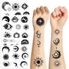 New Black and White Sun and Moon Tattoo Stickers Waterproof Party Gift Funny Face Stickers