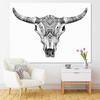 Emvency Tapestry Bull Aztec Longhorn Skull Cow Tribal Western Animals Home Decor Wall Hanging for Living Room Bedroom Dorm 50x60 inches
