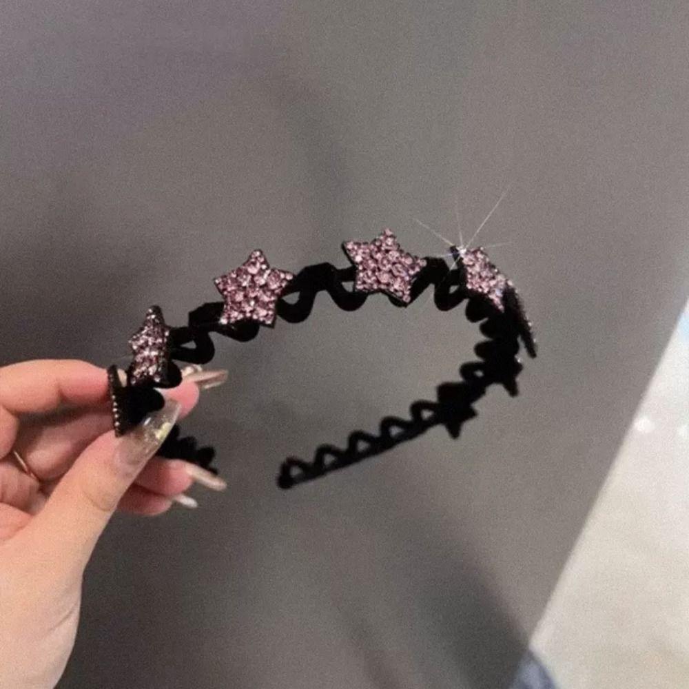 Korean Style Rhinestone Hair Hoop with Teeth Butterfly Hair Band Sweet Star Headband Jewelry